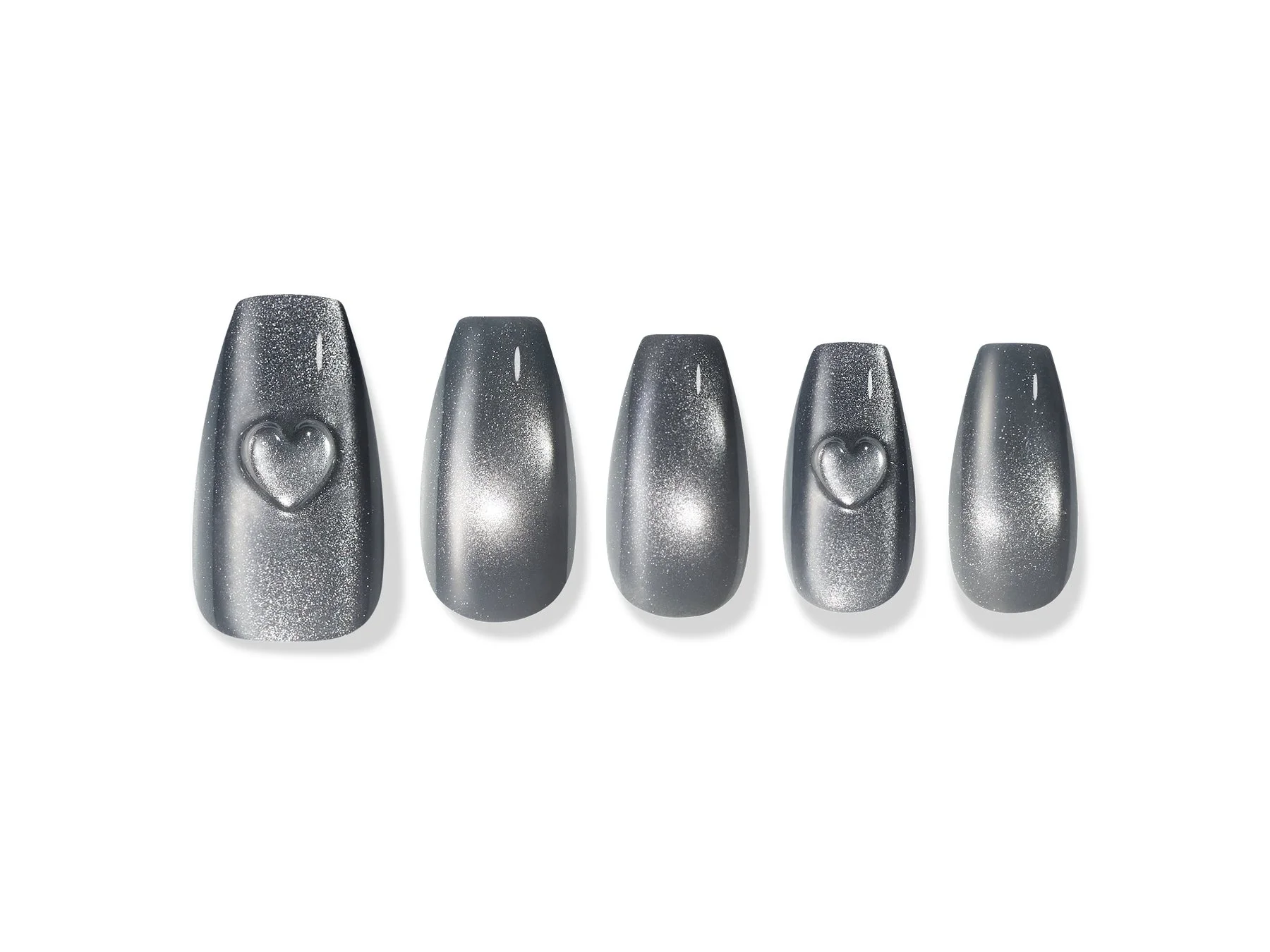 プレスオン NEW - シルバーグレーのハート