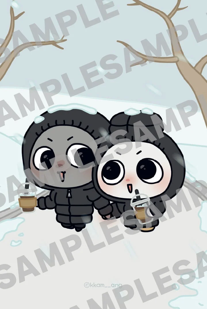 雪の中のカップル