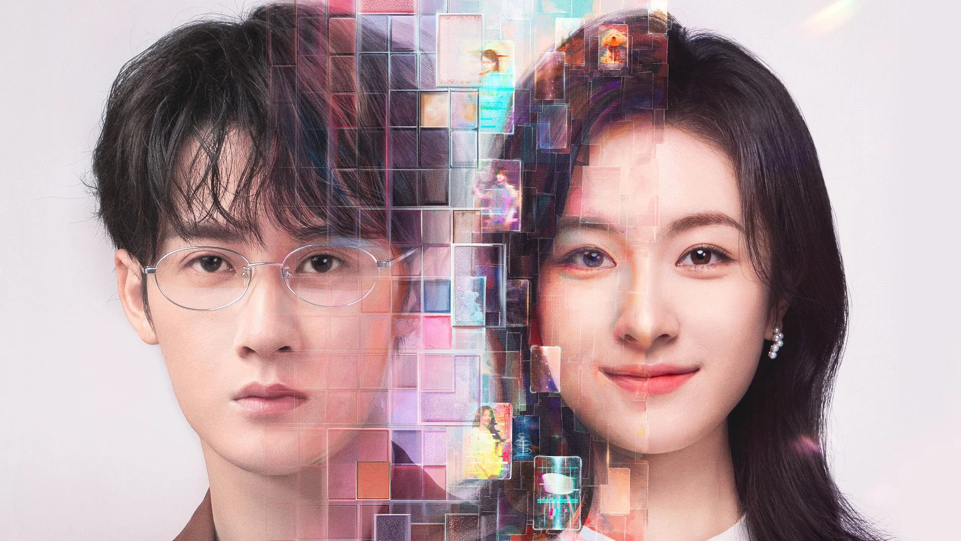 男女の顔が結合されたアートワーク