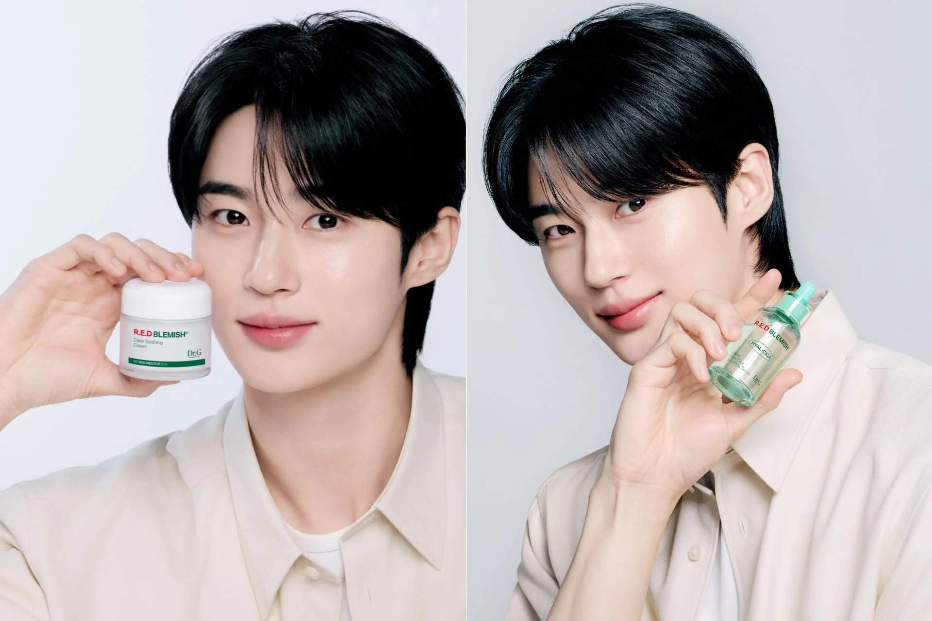 Dr.G RED BLEMISHシリーズを紹介するビョン・ウソクさん